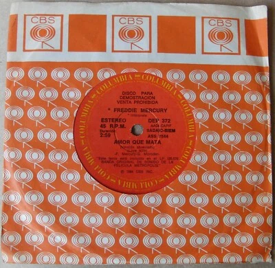 FREDDIE MERCURY QUEEN 45 PROMO Love Kills ARGENTINA 7" Short Ed. BONNIE TYLER Foto 1 de 3