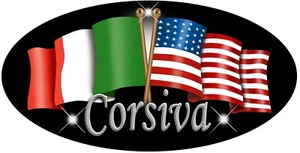 Italian American Unity Flags Decal Bumper Sticker Personalize 2 Sizes Oval - Picture 1 of 16