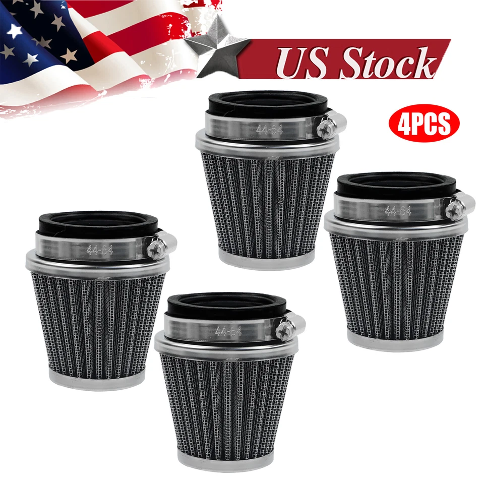 4PCS Carburetor Air Filter Intake Cleaner Pod 50mm for Motorcycle Yamaha Honda - Image 1 of 4
