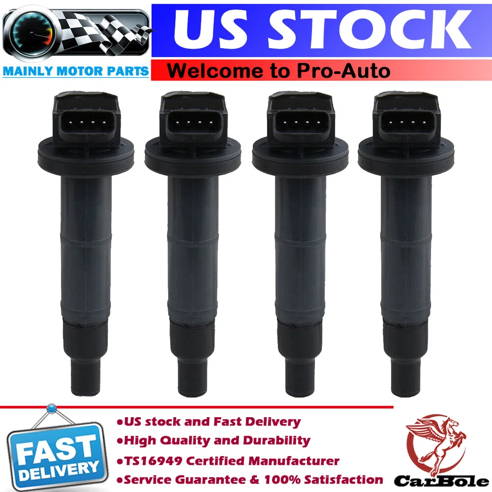 PACK OF 4 IGNITION COIL FOR TOYOTA CAMRY LE SE XLE L4 2.4L 2002-2005 UF333 C1330 - Image 1 of 4