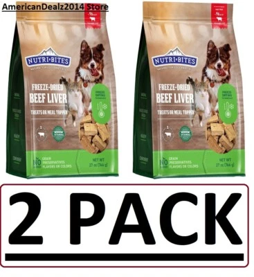2 PACK - Canature Nutribites Freeze Dried Beef Liver Dog & Cat Pet Treat 27 oz