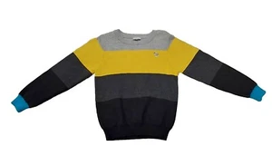 NWT NEW Paul Smith Junior Boys Logo Navy Grey and Yellow Striped Sweater 6y - Picture 1 of 3