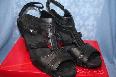 Sandalias con reposacabezas en aerosoles para mujer 9,5 M inspiración con cordones de tela negra Foto 1 de 4