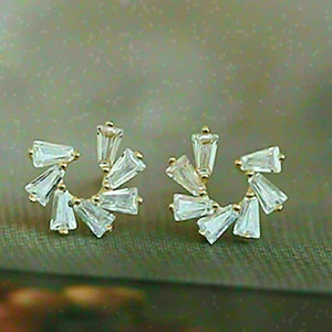 Certified Lab Grown Diamond Cluster Stud Earrings 1 Ct 925 Sterling Silver - Picture 1 of 6