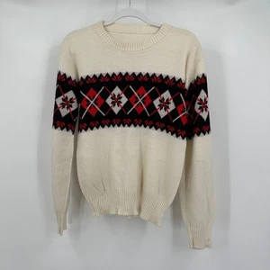 Vintage Mens Argyle Sweater Size S Diamond Nordic Apres Ski Lodge Cabincore - Picture 1 of 6