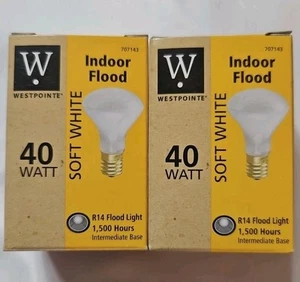 2 Westpointe 40 Watt Soft White Indoor R14 Flood Lights Intermediate Base - Picture 1 of 4