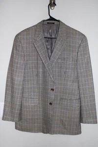 TAN & BLACK HOUNDSTOOTH CHAPS RALPH LAUREN 100% SILK SPORT COAT  44R suit jacket - Picture 1 of 5