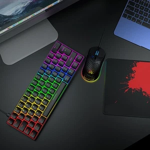 Mechanische Tastatur Blauer Schalter Nkey Rollover Tragbare 62-Tasten-RG KUI - Bild 1 von 24