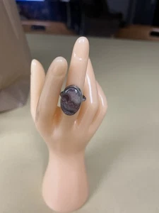 Vintage lila Achat Sterling Silber Ring Gr. 6,75 Statement Stück Schmuck - Bild 1 von 9