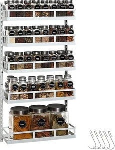 New-Wall Mount Spice Rack Organizer 5 Tier Height-Adjustable Hanging S - Picture 1 of 5