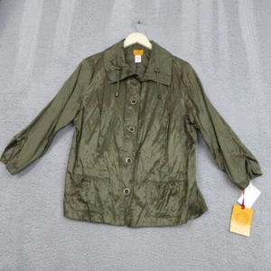 Ruby Rd Rain Jacket Womens Size 16 Green Metallic Goblincore Earthy Mossy Bold - Picture 1 of 24