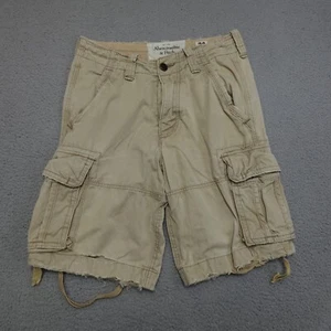Pantalones Cortos Carga Abercrombie & Fitch Para Hombre 28x11 Beige Envejecido Bolsillos Pesados - Imagen 1 de 10
