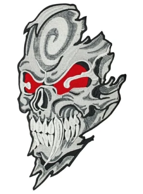 Demon Skull Iron-on & Sew-on Back Patch | Biker Gang Motorcycle Club Outlaw Logo - Image 1 of 4