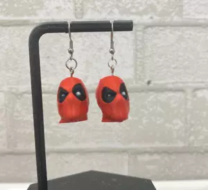 Deadpool Earrings 3D Printed Marvel Jewelry High Quality Superhero Gift Handmade - Picture 1 of 6