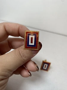Vintage Enamel Red, Blue And White Cufflinks Gold MCM - Picture 1 of 3