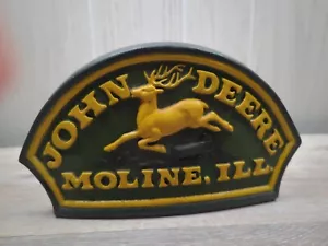 John Deere Türstopper Gusseisen Moline Illinois Buchstütze Männerhöhle Wohndeko - Bild 1 von 4