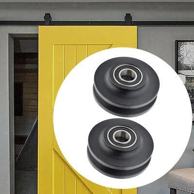 Rueda corredera de rueda de puerta de granero 2 piezas piezas piezas de reemplazo con rodamientos de acero Foto 1 de 4