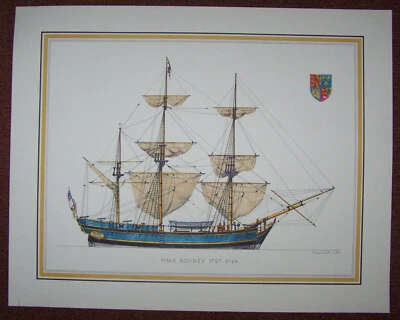 HMS Bounty by Hans A. Muth before 1969 schöner alter Siebdruck auf Büttenpapier - Bild 1 von 4