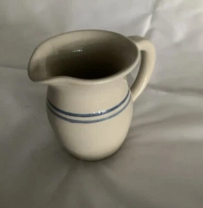 Taza de taza crema de gres cerámica Marshall Texas 4-1/2"" mango doble de anillos azules - Imagen 1 de 7