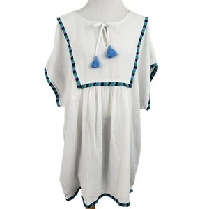 J.Crew Swim Cover Women's Extra Large Boho Tunic Dress With Tassel Accents - Picture 1 of 11