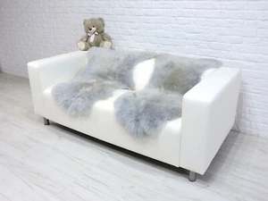 Real Gris Plateado Piel de Oveja Alfombras, Dos Individual Navidad Idea Regalo - Imagen 1 de 6