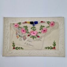 Antique WW1 Millitary Silk Embroidery Postcard Home