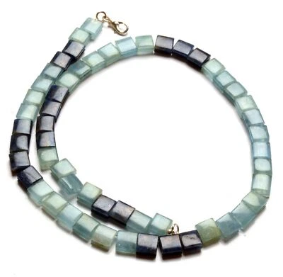 Collar de 20" con gemas de cianita natural tamaño 9 mm suave forma cojín Foto 1 de 4