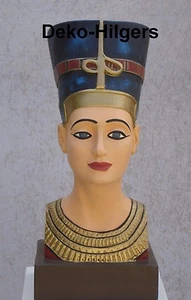 Ägyptische Büste Nofretete Kopf Figur Frau Stuckgips Deko Kleopatra 2846 Fa13 - Picture 1 of 3