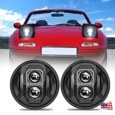 Faros LED redondos de 7" más brillantes 2 piezas alto/bajo para Mazda Miata MX5 MX-5 1990-1997 Foto 1 de 4