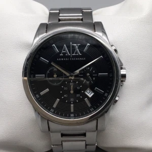 Armani Exchange Chronograph Watch Men 48mm Black Dial AX2084 New Battery 7.5" - Picture 1 of 14