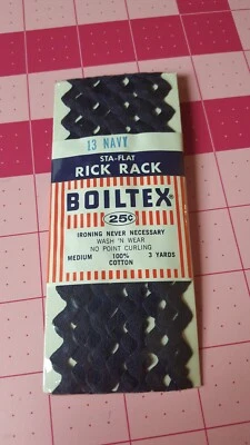 Estante Boiltex Rick vintage nuevo en paquete 1 paquete 3 yardas 100 % algodón azul marino CADA UNO Foto 1 de 2