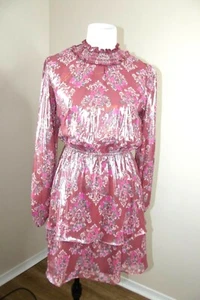 CRYSTAL DOLL Tired Iridescent Party DRESS - MEDIUM - Metallic Sheer Sleeves NWT - Picture 1 of 9