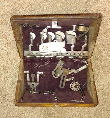 Antique 1889 Singer Sewing Machine Oak Puzzle Box W/Attachments • 50.20$