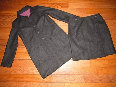 Worth Chaqueta Reversible Fieltro Lana Falda Traje 8 10 M Gris Rosa Foto 1 de 4