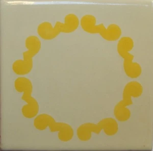 Mexican Tile Talavera Tiles High-Quality Hand Painted Yellow Circle Tile T-63 - Picture 1 of 2
