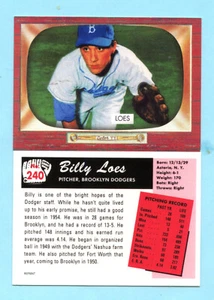 2023-1955 Style Collector Card - # 240 Billy Loes - Brooklyn Dodgers - Picture 1 of 1