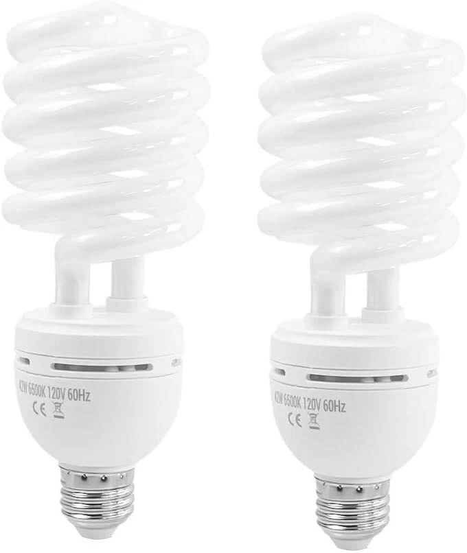 42W Daylight Fluorescent Spiral Light Bulb 5500K 110V White Studio Light 2 Pack - Image 1 of 4