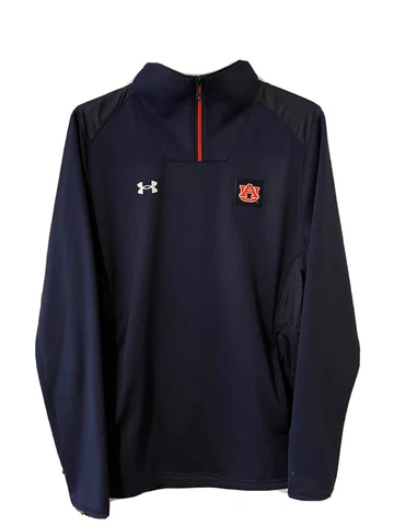 Under Armour Auburn Tigers Command 1/4 Zip Pullover Jacket Men's Large Navy Cover