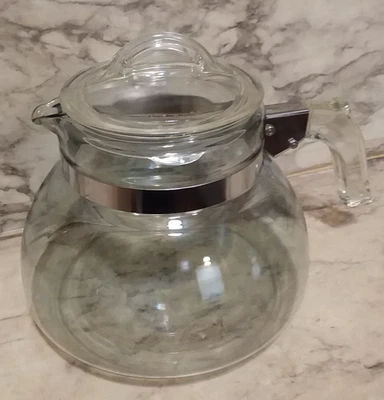 Vintage PYREX Flameware 10 Cup Glass Teapot Kettle Coffee Pot with lid - Image 1 of 4