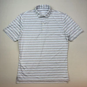 Johnnie O Polo Shirt Mens Medium Short Sleeve Golf Striped UPF 50 Sun Protect - Picture 1 of 5
