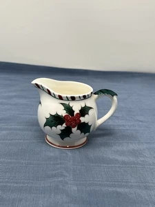 Lefton Vintage Cany Cane Holly Berry Large 16oz Pitcher/Creamer - Picture 1 of 15
