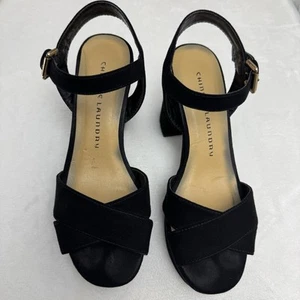 Chinese Laundry Black Velvet Platform High Chunky Heels Strappy Sandals Size 6 - Picture 1 of 12