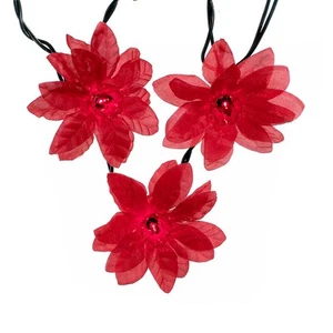 32' UL 35-Light Red Poinsettia Light Set UL0038/R - Picture 1 of 7
