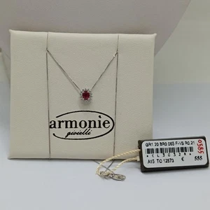 ARMONIE GIOIELLI COLLANA DA DONNA IN ORO BIANCO 18KT RUBINO E DIAMANTI (0585) - Foto 1 di 14