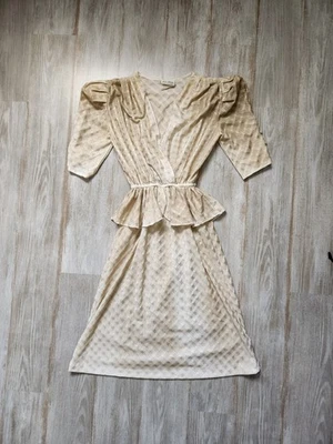 Vestido Discoteca Vintage Joni Blair Crema Estilo Ombre 1639 Cuello en V Hecho en EE. UU. Talla 7 Foto 1 de 4