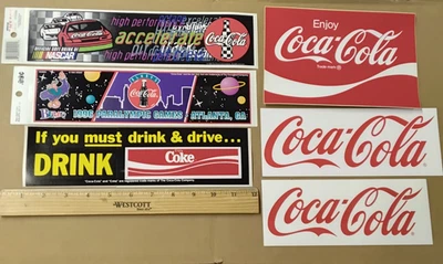 Coca Cola Coke soft drink Nascar Auto Drag racing Sticker Decal lot 6 diff NOS - Image 1 of 3