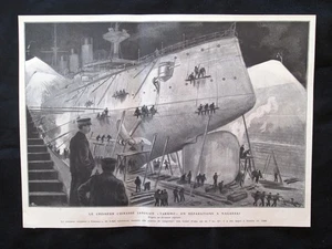 Incrociatore giapponese Yakumo + Port Arthur (oggi Lüshunkou) Stampa del 1905 - Foto 1 di 1