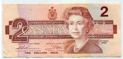 Canada $2.00 note 1986 issue BC-55b    lotnov3470 - Image 1 of 2