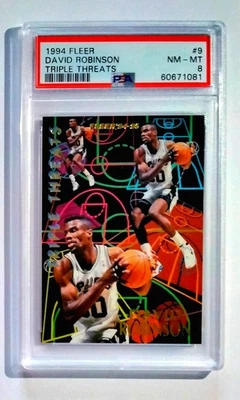 DAVID ROBINSON * PSA 8 NM-MT * 1994-95 Fleer Triple Threats #9 de 10 - Spurs HOF - Imagem 1 de 4