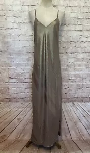 CURRENT AIR Womens Slip Dress Gold Metallic Shimmer Sleeveless Maxi Size M NEW - Picture 1 of 6